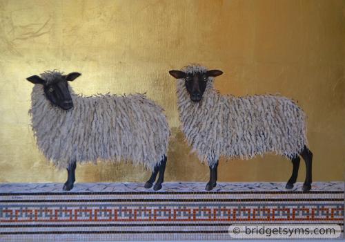 Wensleydale sheep on gold