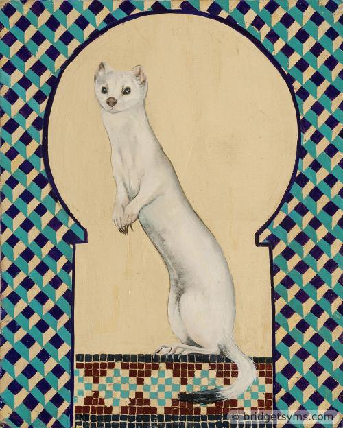 stoat in ermine on gold leaf and mosaic