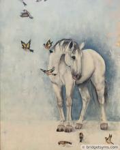 Grey Horse and Goldfinches