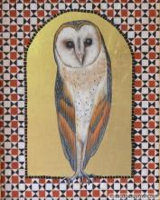 Barn owl on gold ground with tessera
