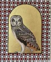 Short eared owl pn gold ground