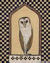 Barn owl on gold ground with mosaic