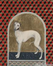 whippet on gold leaf with mosaic