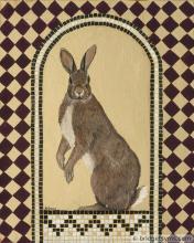 wild rabbit on gold leaf and mosaic