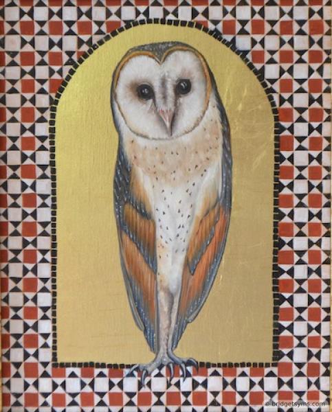 Barn owl on gold ground with tessera