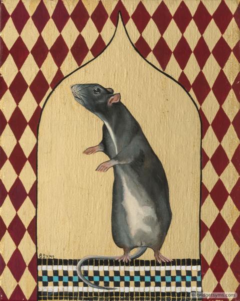 blue fancy rat on gold leaf and mosaic