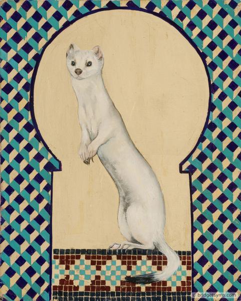 stoat in ermine on gold leaf and mosaic